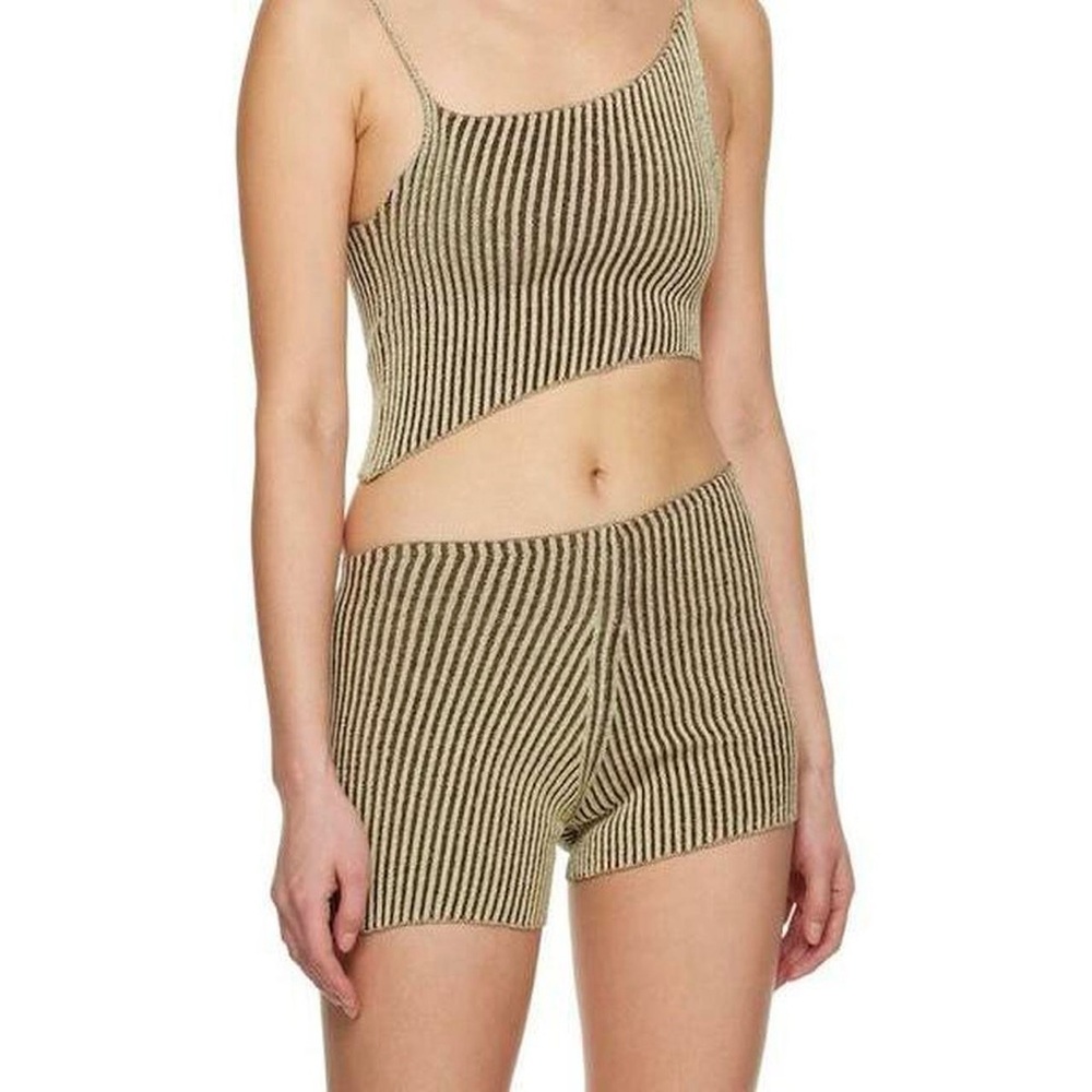 Striped Women's Intimate Set - Black and Tan